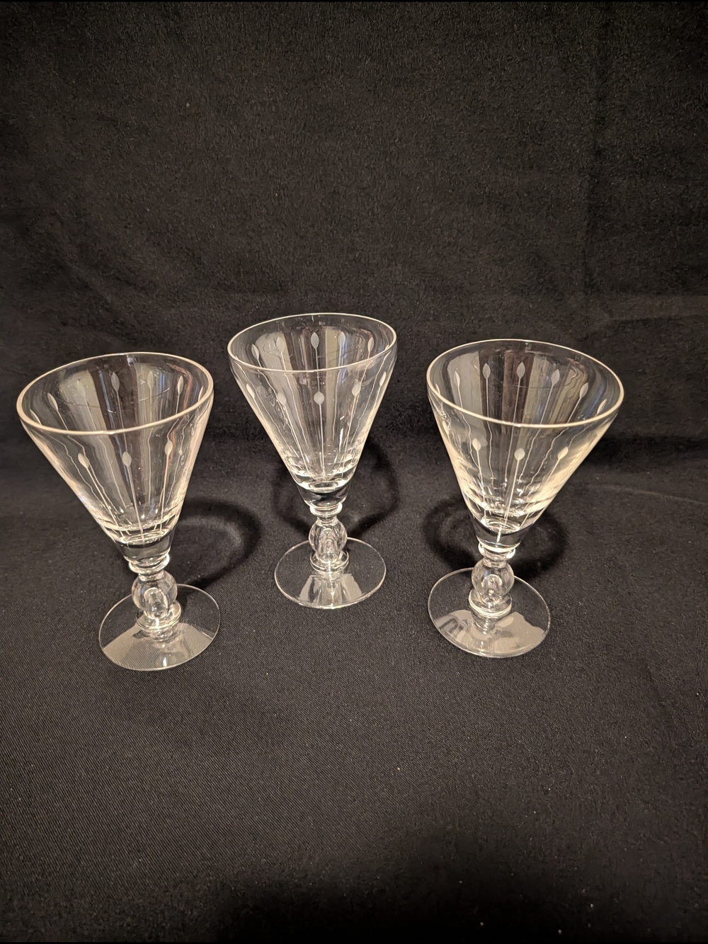 Tiffin Gray Cut Darts Elegance For Fine Arts Stemmed Glasses - Set of 3